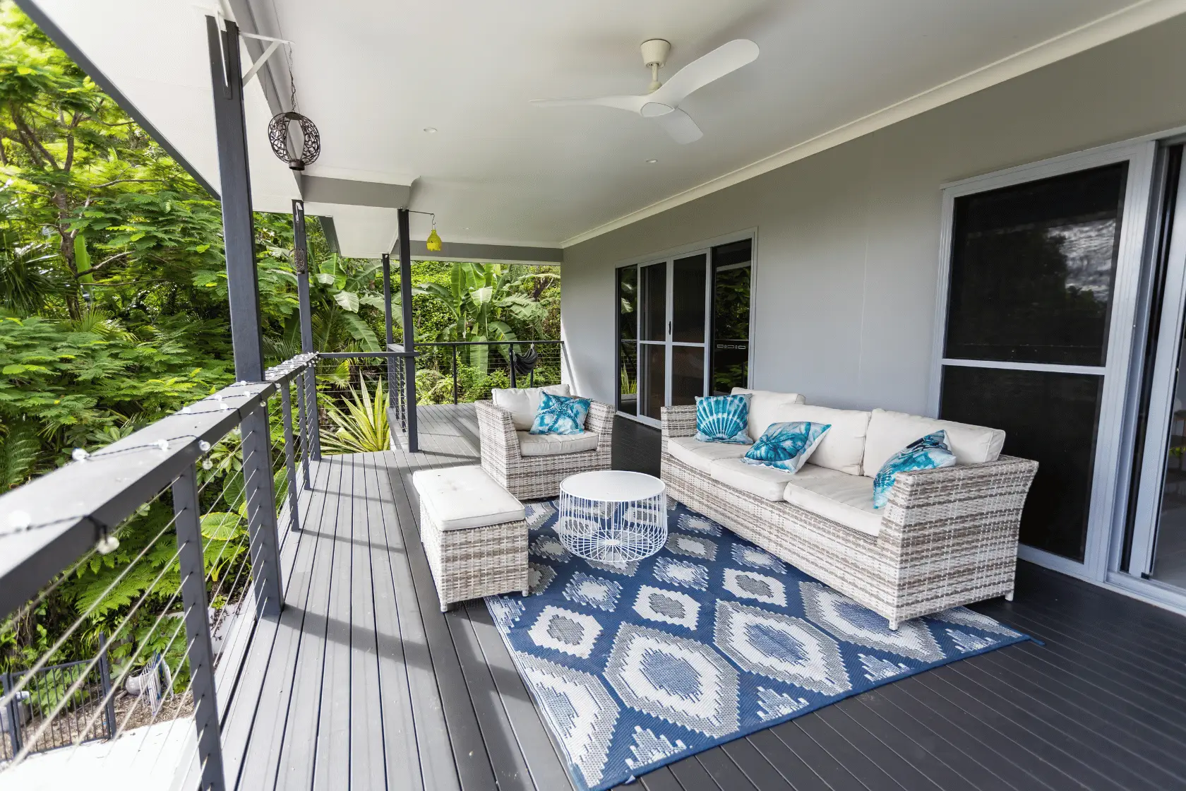 Renovated covered deck with outdoor lounge on the Gold Coast