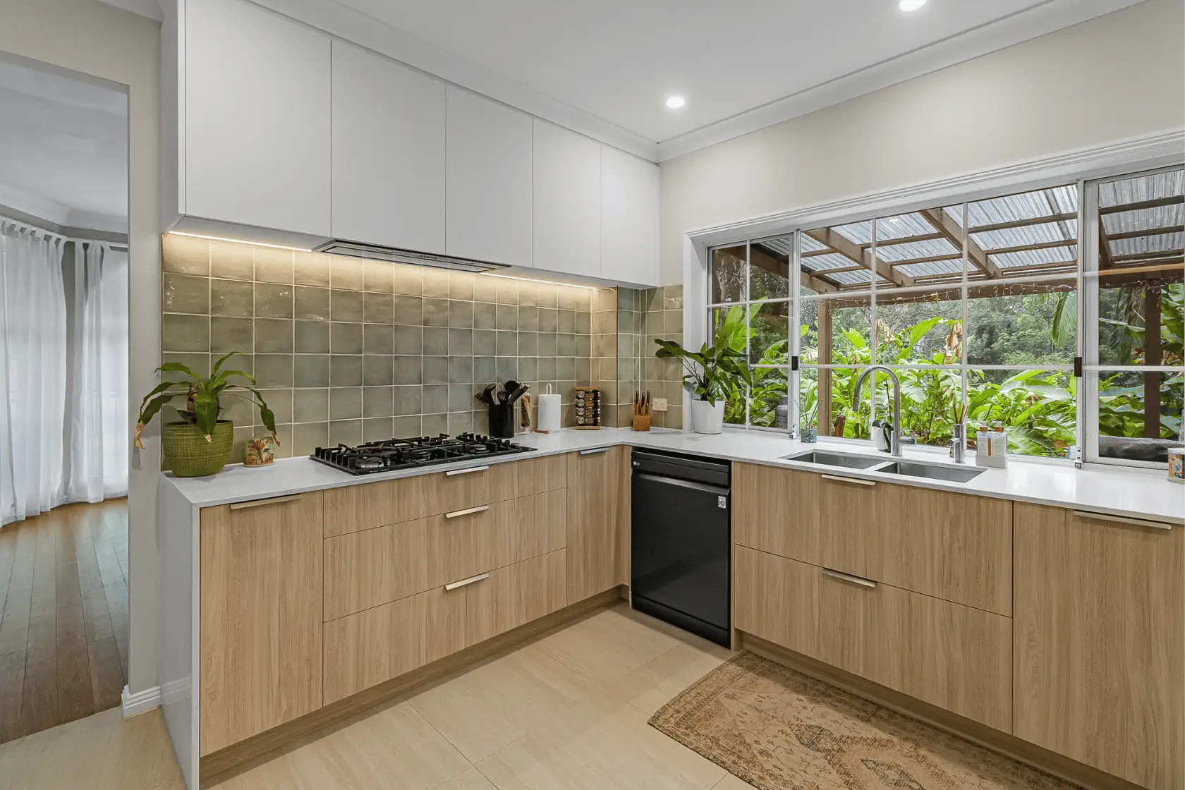 Reconfigured open plan living area in a renovated Gold Coast home