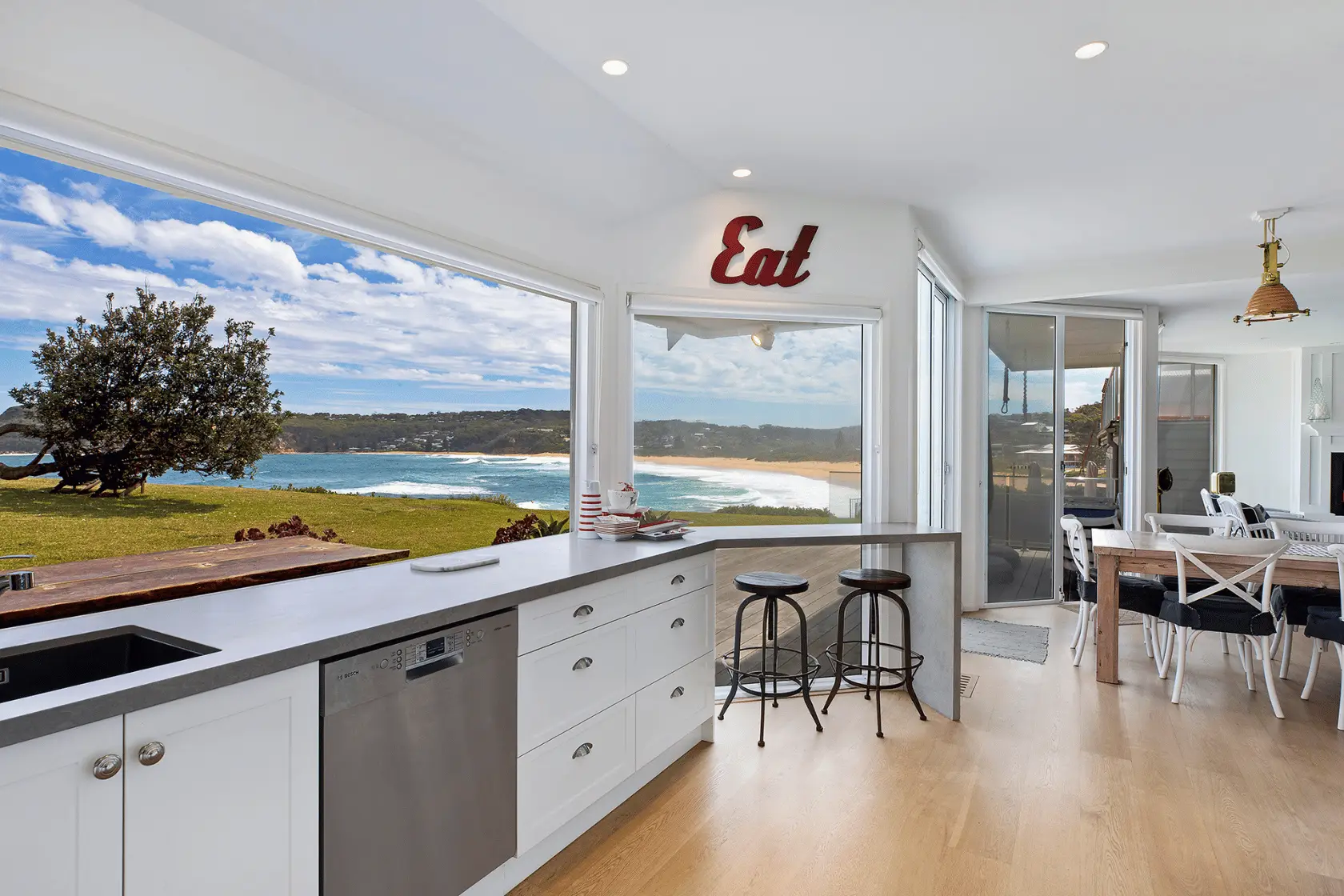 Renovated living room with coastal styling